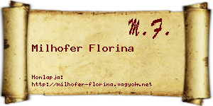 Milhofer Florina névjegykártya
